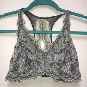Felina Gray and Ivory Lace Racerback Women’s Large Sexy Bralette Lingerie